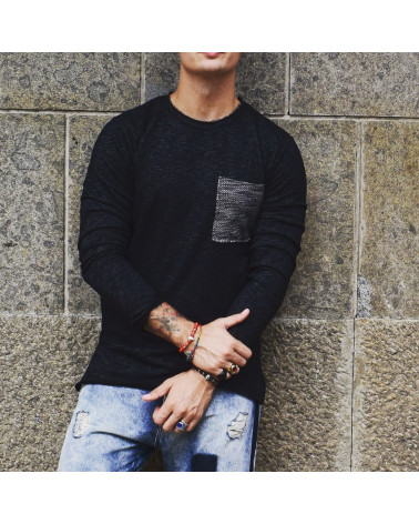 FELPA NERA CON TASCHINO - BL 11